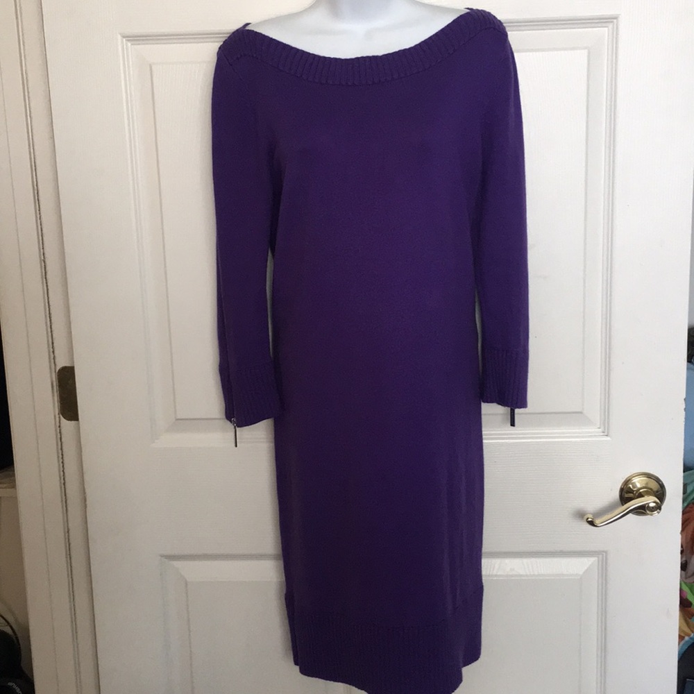 MK Purple Knit Off Shoulder Dress